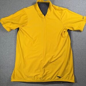 Nike Dri Fit Mens Yellow 3/4 Zip Cycling Jersey Medium Short Sleeve Pockets